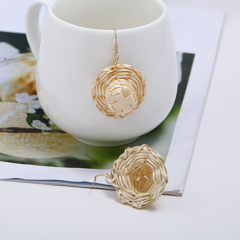 conjunto de brincos de borla hit Novos brincos boêmios Brincos de vime de madeira_voghion.com