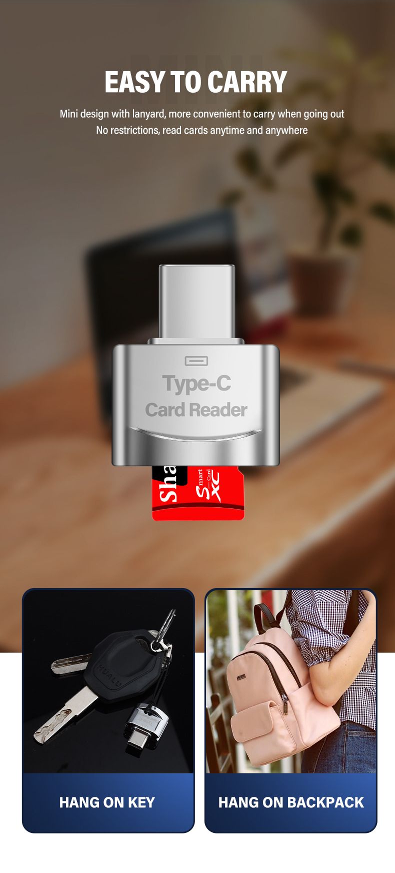 New 6-in-1 Multi-Function Card Reader - TF/SD/U Disk/Type-C OTG High-Speed Memory Card Adapter For Universal Expansion_voghion.com