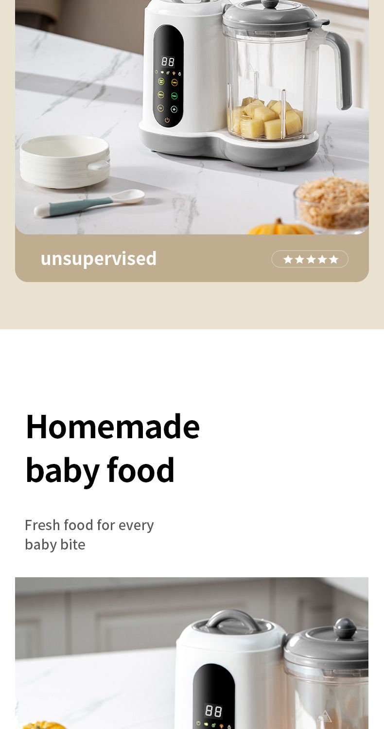 Multifunktionaler Haushaltsmixer für Baby-Ergänzungsnahrungsmittel, automatischer Mixer, Integration des Zeitgebers für das Kochen_voghion.com