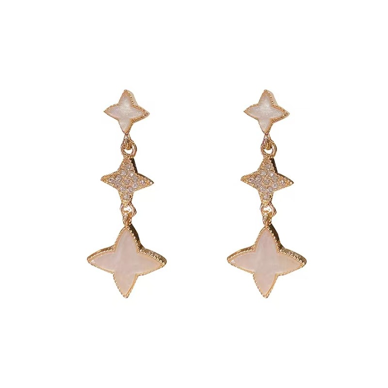 Ciondolo retrò moda designer per le donne con imitazione fritillaria Orecchini micro cera zircone quadrifoglio_voghion.com