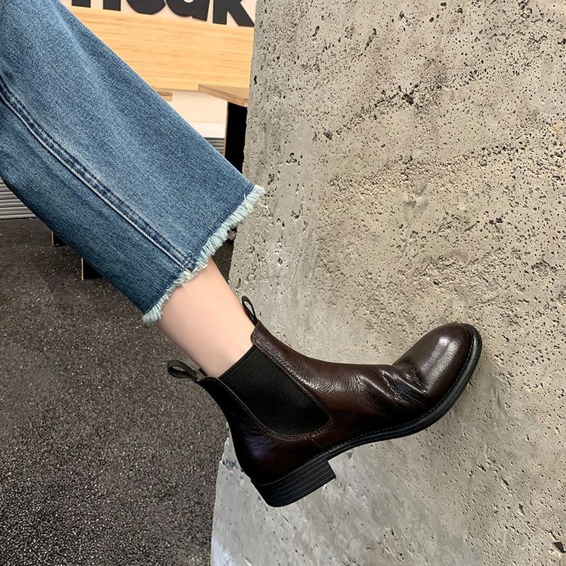 Handmade ~ Grape Mom Same British Style New Women Genuine Leather Martin Chimney Short Boots_voghion.com