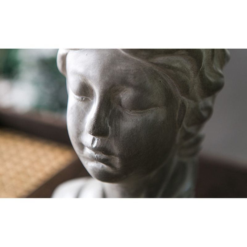 Nordic Girl Cement Head Statue Succulent Pot Balcony Office Entrance Decoration Stylish Flower Plant_voghion.com