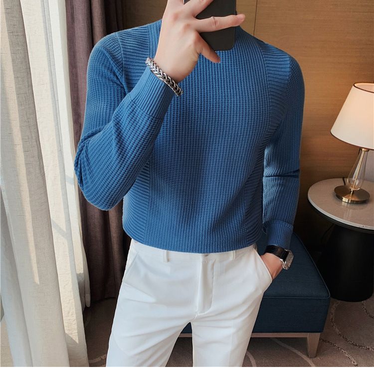 Slim-Fit Mid-Crew Neck Sweater – Lightweight Knit Pullover For Layering (M-XXXL, Poly-Blend Thermal Base Layer, Streetwear Essential)_voghion.com