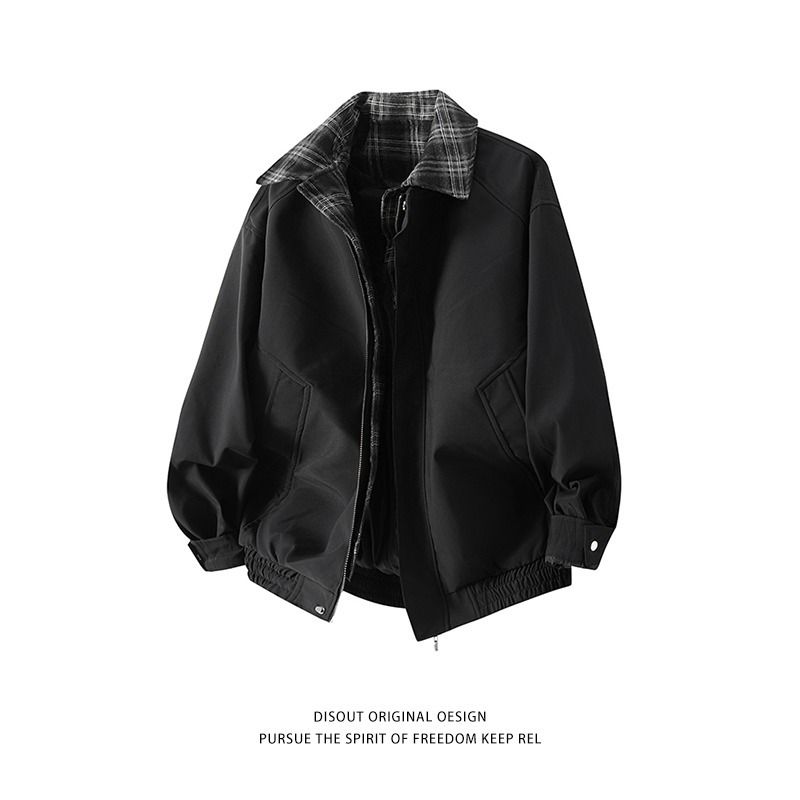 Giacca patchwork scozzese da uomo, primavera e autunno, giacca marrone con colletto a lancia da uomo_voghion.com