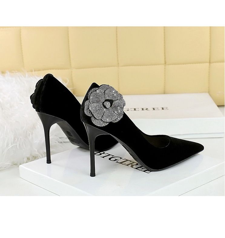 3739-H59L Wind slimming Water Diamond Side Flower Xishi Velvet Fine Super High Heels Single Shoes for Women_voghion.com