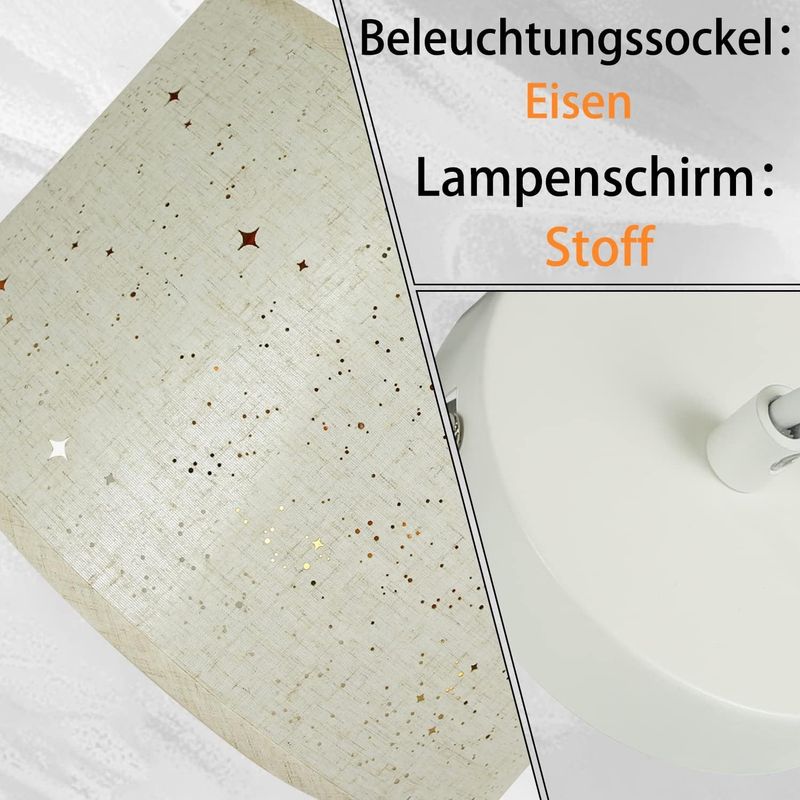 Glitzerlife Pendelleuchte Esstisch Hängeleuchte Esszimmer - Ø38CM Moderne Hängelampe Mit Lampenschirm Aus Stoff E27 Fassung Pendellampe Im Sternenhimmel Design_voghion.com