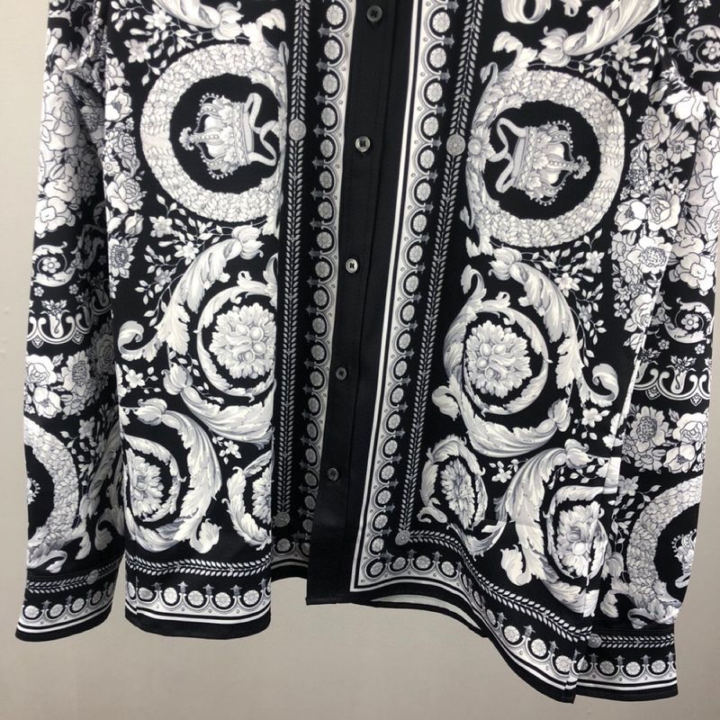 Camicia alla moda a maniche lunghe con motivo a pois sul risvolto, top unisex, cardigan_voghion.com