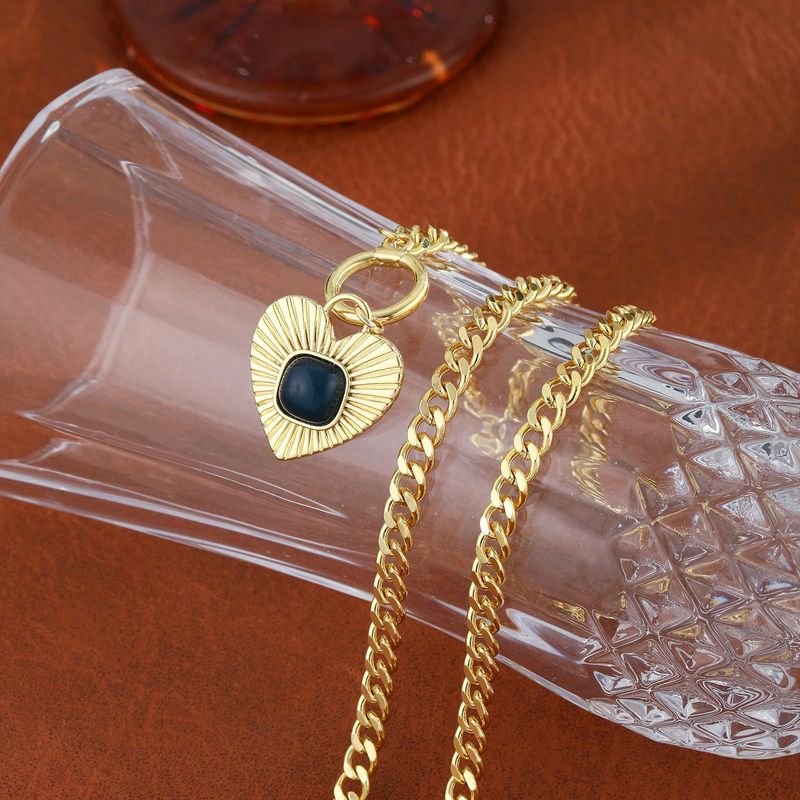 Collier en zircon de style rétro tendance pour femme, pendentif en laiton plaqué or véritable, bijou d'amour_voghion.com