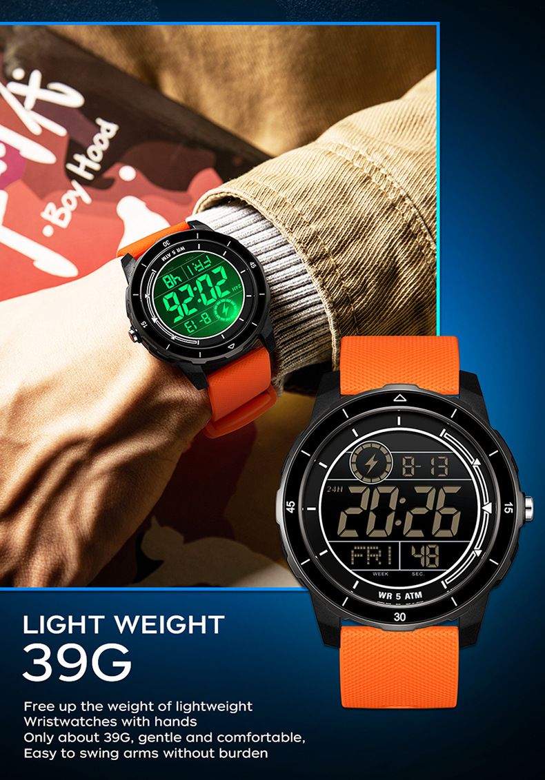 Digital Sports Watch With Multi-Function, Waterproof, LED Backlight, Stopwatch, Alarm For Outdoor, Running, Hiking Waterproof Electronic Watch_voghion.com