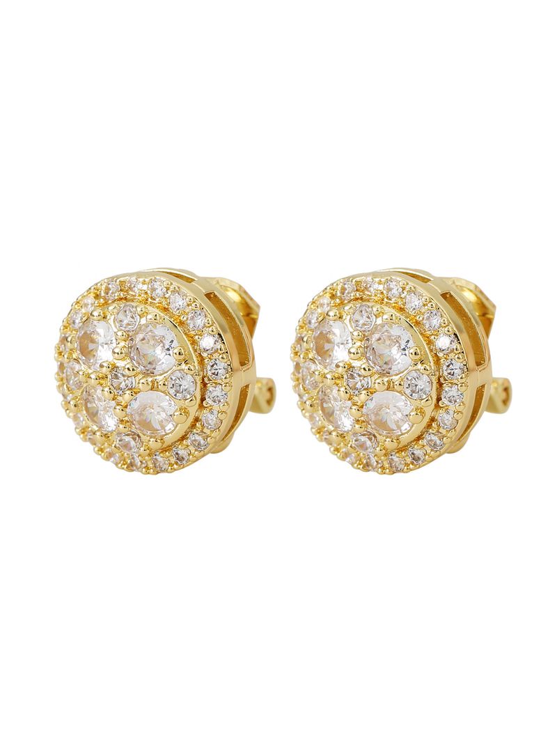 Earrings New Fashion Personality Round Hollow Ear Clip Inlaid With Diamonds Without Ear Holes, Light Luxury And High End Ear Clip Earrings_voghion.com