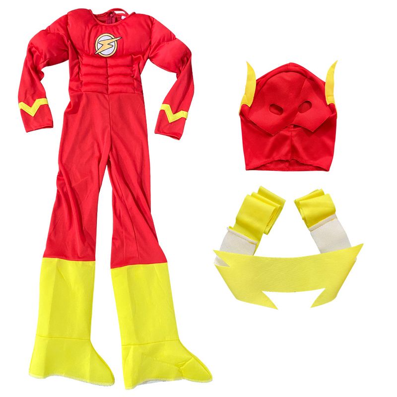 Disfraz de Flash musculoso para niños - Disfraz de Halloween para niños y niñas - Disfraz de superhéroe para cosplay y actuaciones_voghion.com