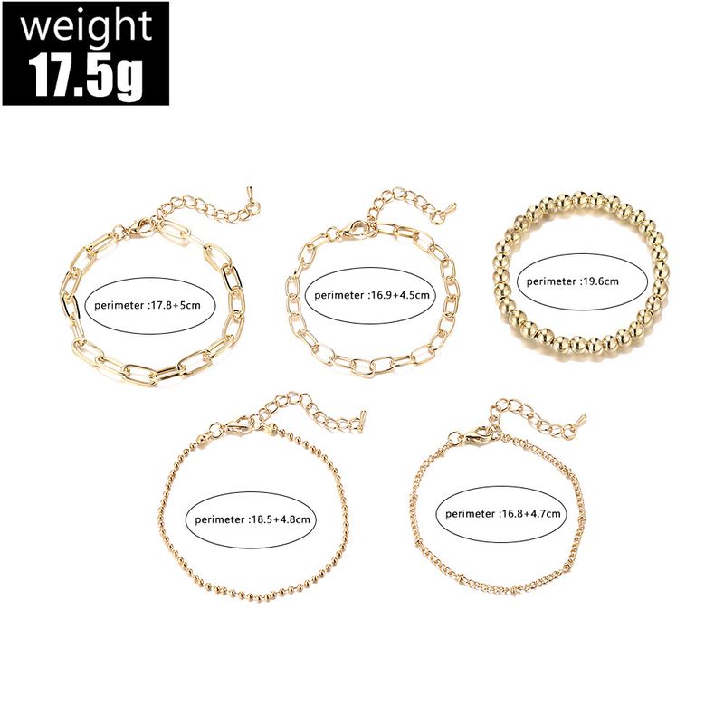 New Handicrafts Fashionable And Minimalist Size Ball Gold 5-piece Set Bracelet_voghion.com