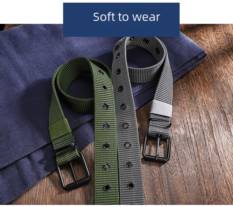 Lengthened porous pin buckle canvas belt unisex belt student youth military training full hole outdoor jeans belt_voghion.com