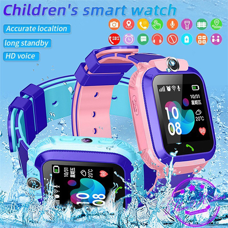 RXshengtai Q12B SOS Llamada telefónica LBS Posicionamiento Despertador Reloj Inteligente de Seguridad para niños Pulsera-Azul_voghion.com