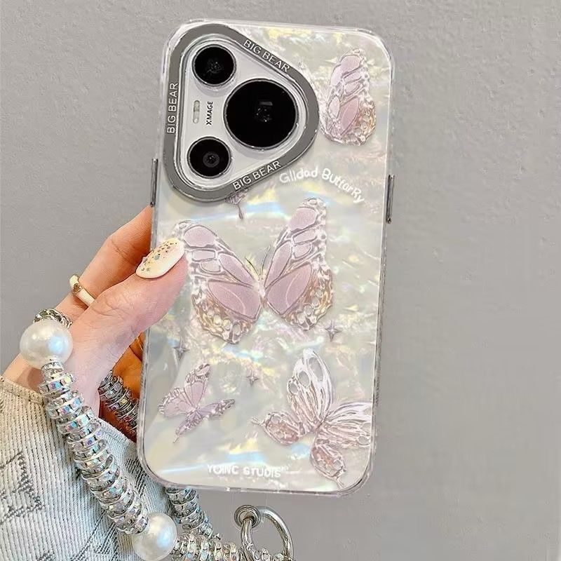 Custodia rigida TechGlobe con motivo a farfalla compatibile con iPhone 17 Max, copertura completa, 15 Pro, 14/13_voghion.com