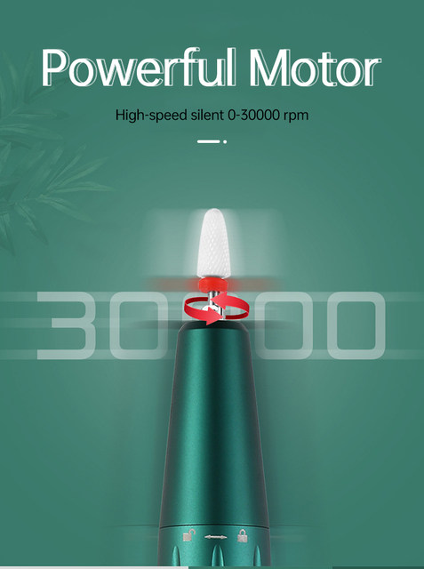 35000/30000 RPM elektrinė nagų gręžimo mašina manikiūro frezavimo pjaustytuvui, skirta gelinio poliravimo nagų gręžimo rašiklio salono nagų įrangai_voghion.com