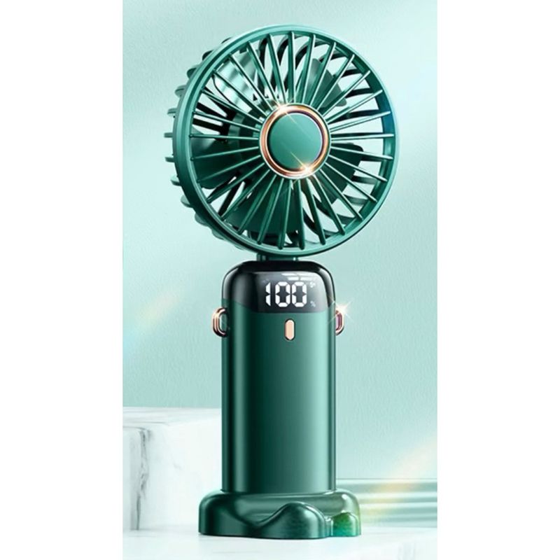 N15 Handheld USB Mini Portable Foldable Rechargeable Neck Hanging Digital Display Desktop Small Electric Fan_voghion.com