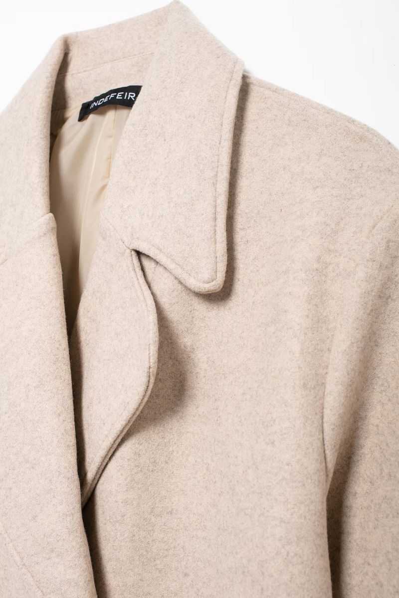 Trendiger, übergroßer, doppelseitiger Wollmantel – Langer Streetwear-Trenchcoat für Damen, lockere Passform und warm (Schwarz, Marineblau, Grau, Beige, Khaki)_voghion.com
