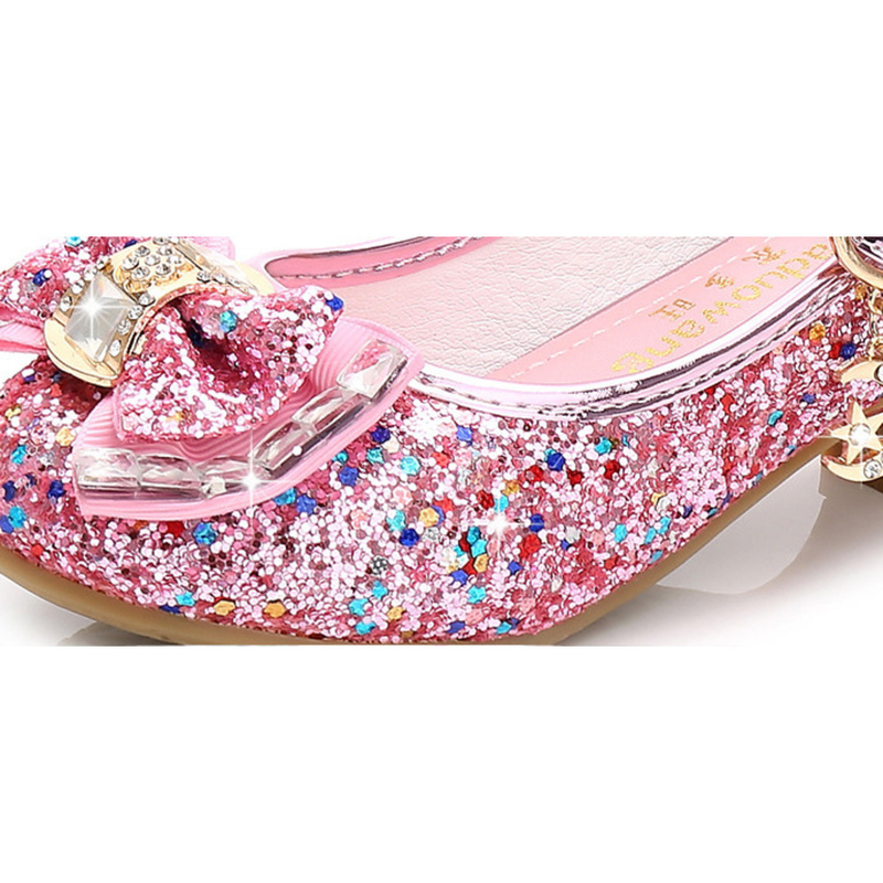 Mädchen Prinzessin Schuhe Kleid Party Hochzeit Schuhe Kleine Mädchen Sandalen Glitzer Schleife Schuhe Kristall High Heels Schuhe für Kinder_voghion.com