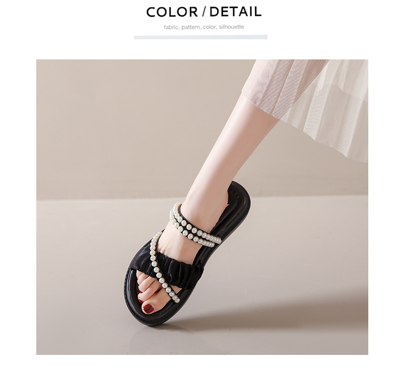 Simple Fashion Hundred With Pearl Thick Bottom Sandals And Slippers Women Summer New Roman Beach S Shoes Trend_voghion.com