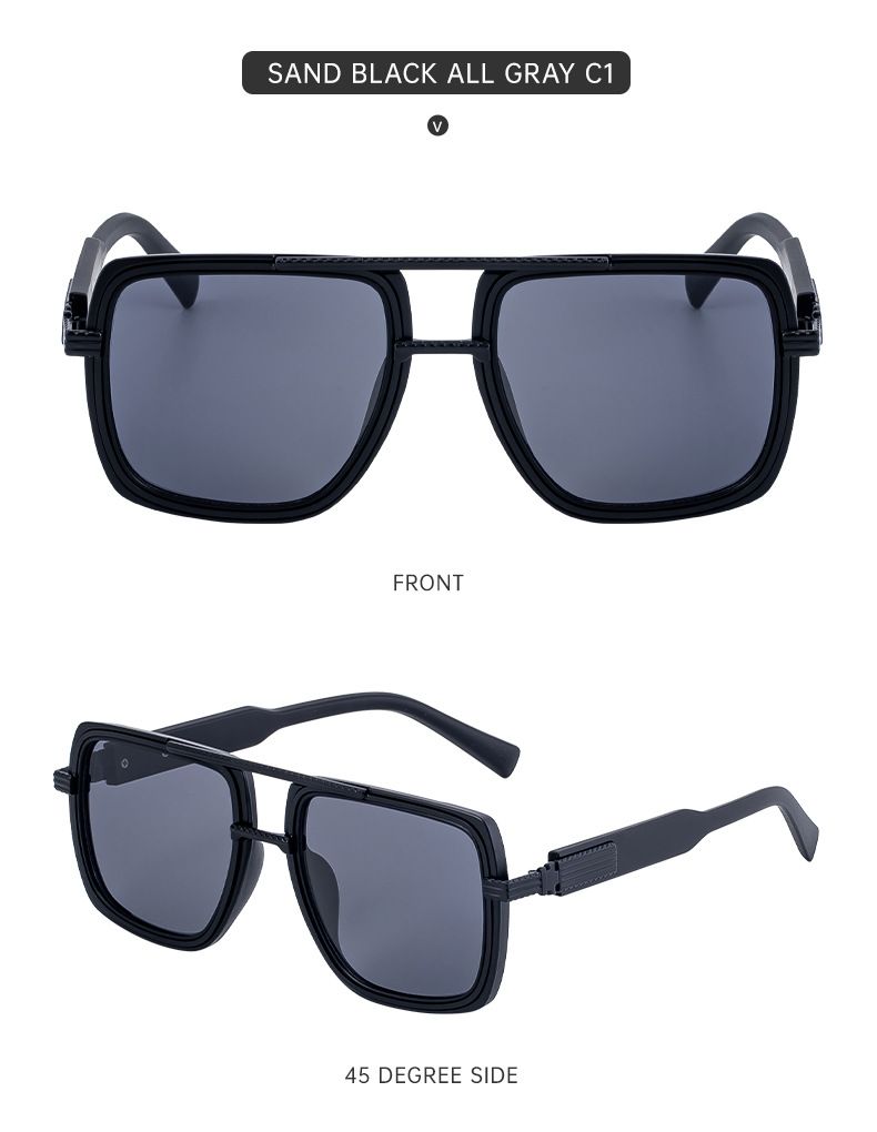 Occhiali da sole da uomo con montatura quadrata grande, occhiali da sole da uomo con protezione solare di alta qualità_voghion.com