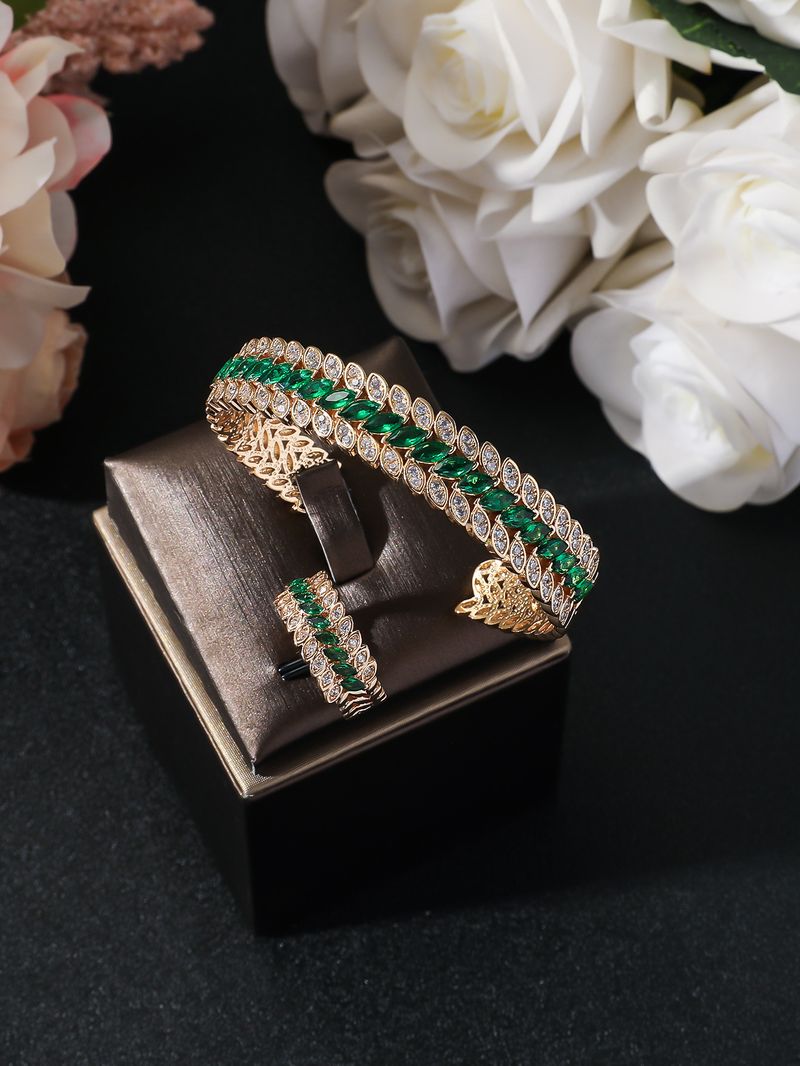 Women's Jewelry Fashion Luxury Full Diamond Bracelet Ring Set Simple High End Sense Of Versatile Jewelry_voghion.com