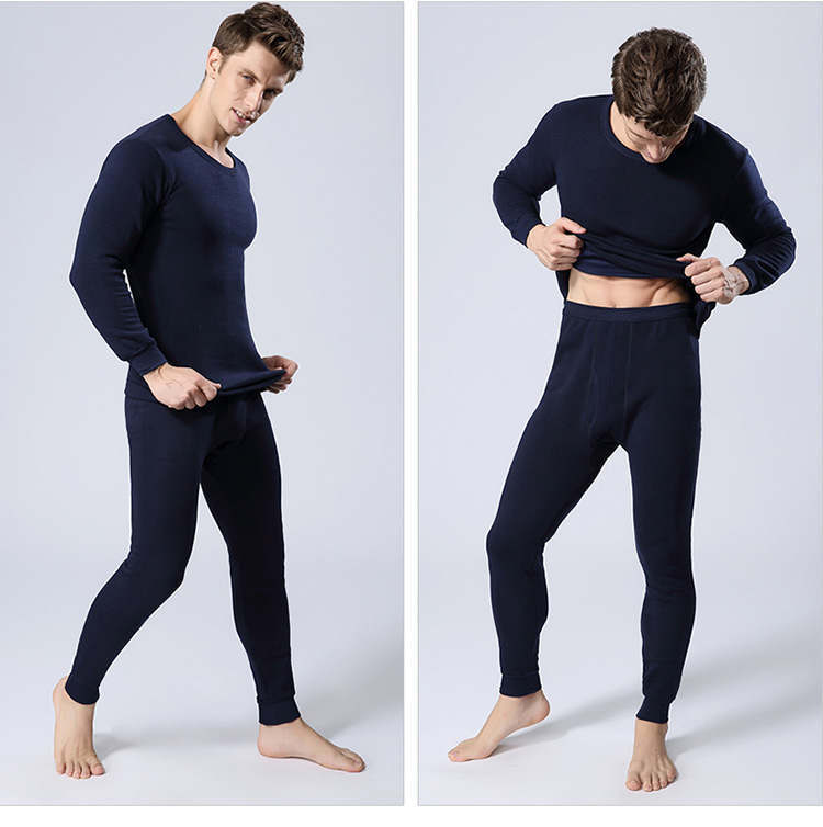 Tumn Winter Men S Long Johns Plus Fløyel Rund Hals Bomullssett_voghion.com
