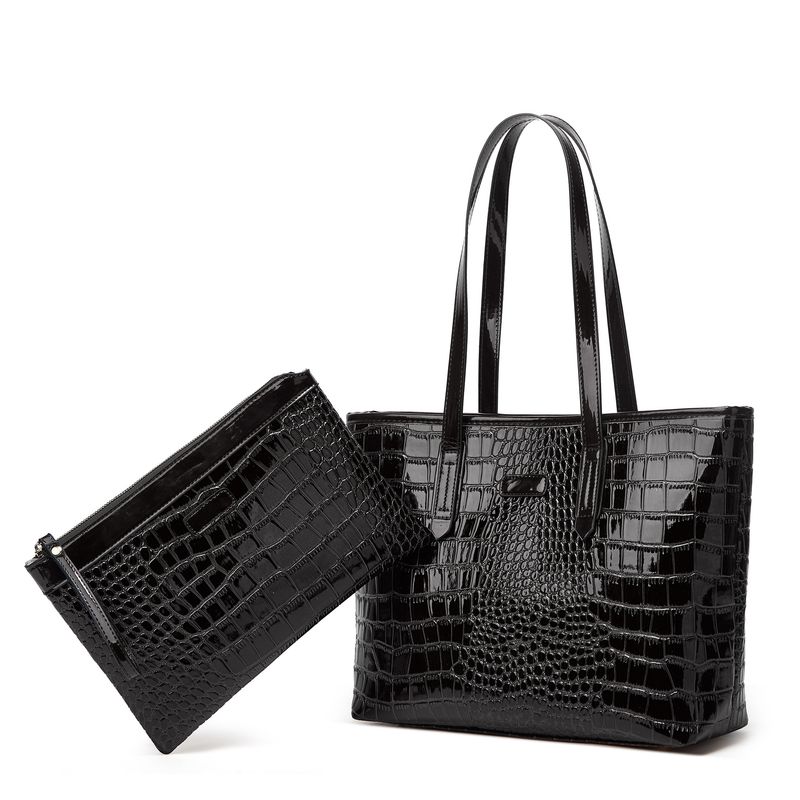 Women's Tote Bag Large Capacity Trendy Texture Crocodile Print Vintage Style Premium Large Capacity Upper Shoulder Tote Bag_voghion.com