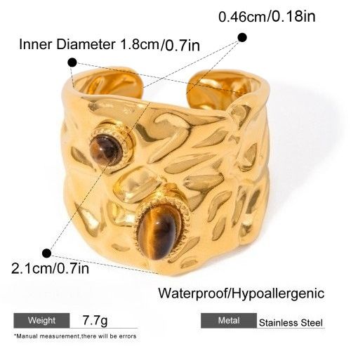 Set di anelli in pietra occhio di tigre placcati in oro vintage boho - 12 pezzi - Anelli impilabili multi-stile per donna, regalo di gioielli retrò bohémien regolabili_voghion.com