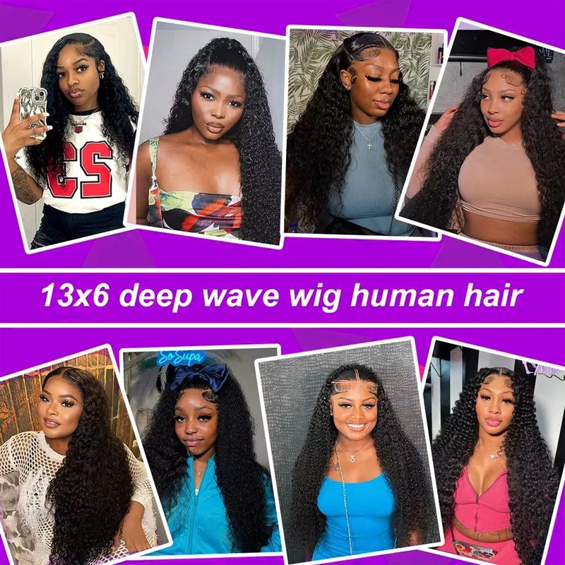 250 Density 13X6 HD Lace Frontal Curly Wigs Human Hair 30 40 Inch Loose Deep Wave 13X5 Transparent Lace Front Wet And Wavy Wig_voghion.com