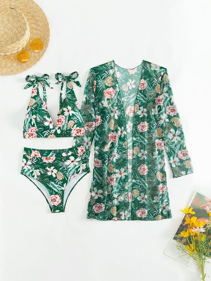 Women's Premium Bikini Set - 3 Piece Sexy Swimwear With Floral Print & Multiple Colors_voghion.com