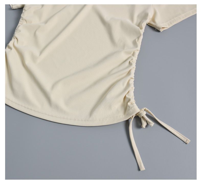 Ropa de yoga, camiseta de manga corta para mujer, top adelgazante con cordón, ropa de entrenamiento de pilates, ropa de fitness, falda plisada_voghion.com