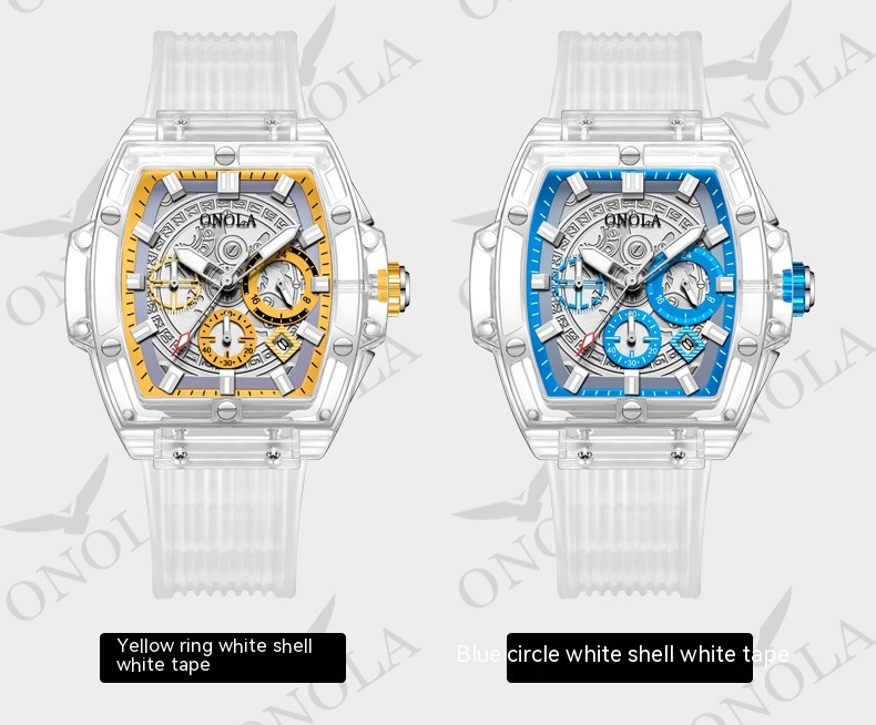 Nuovo orologio ONOLA Moda Nuova custodia trasparente Orologio da uomo impermeabile multifunzionale con luce notturna Popolare per le donne_voghion.com