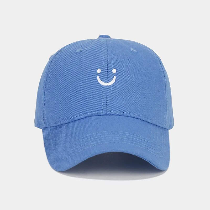 Smiley Face Trucker Washed Dad for Men Women Cute Baseball Caps Unstructured Smile Embroidered Hat_voghion.com
