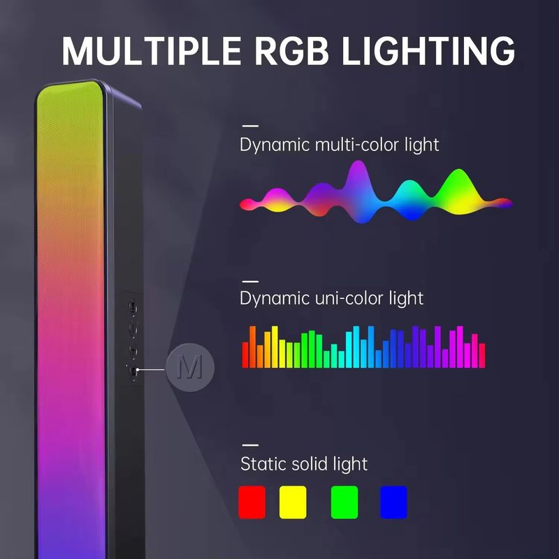 RGB LED Bluetooth Soundbar With Deep Bass - Wireless Desktop Speaker For PC/TV/Gaming, Portable Home & Outdoor Use_voghion.com