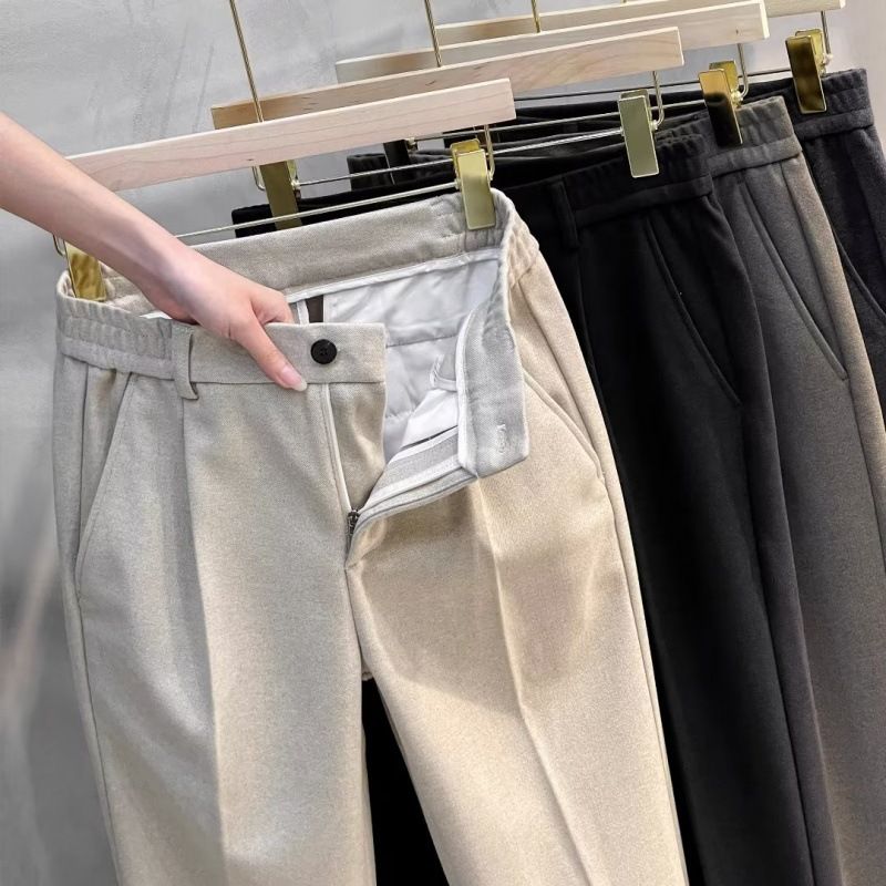 Yün Pantolon Erkek İlkbahar Ve Sonbahar Düz Dokuz Noktalı İnce Kesim Üst Sınıf Pantolon İş Gündelik Pantolon Erkek Pantolon Sonbahar Ve Kış_voghion.com