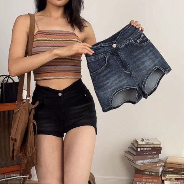 2025s Hoge taille wijde pijpen denim shorts voor vrouwen 2025 Lente Zomer Nieuwe Koreaanse mode persoonlijkheid slanke sexy hotpants_voghion.com
