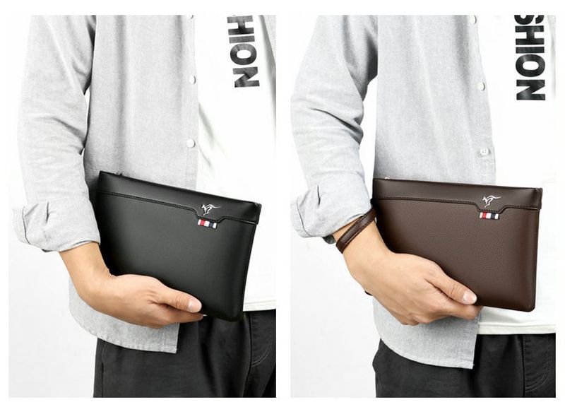 Leather Clutch For Men Zipper Wallet Card Fashion Business Square Phone Ipad Pouch Hand Porter Bag Briefcase Designer_voghion.com