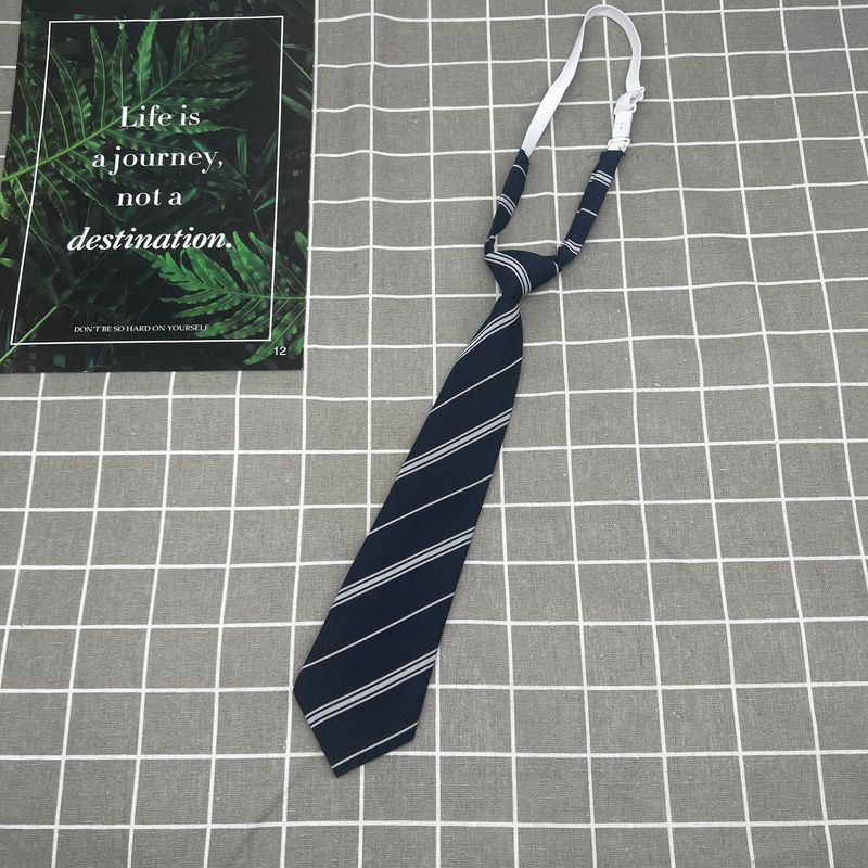 JK Burgunderrot Marineblau Schwarz Gestreifte Krawatte Herrenhemd Dekoration College-Stil Lazy No-Tie Bachelor-Uniform_voghion.com