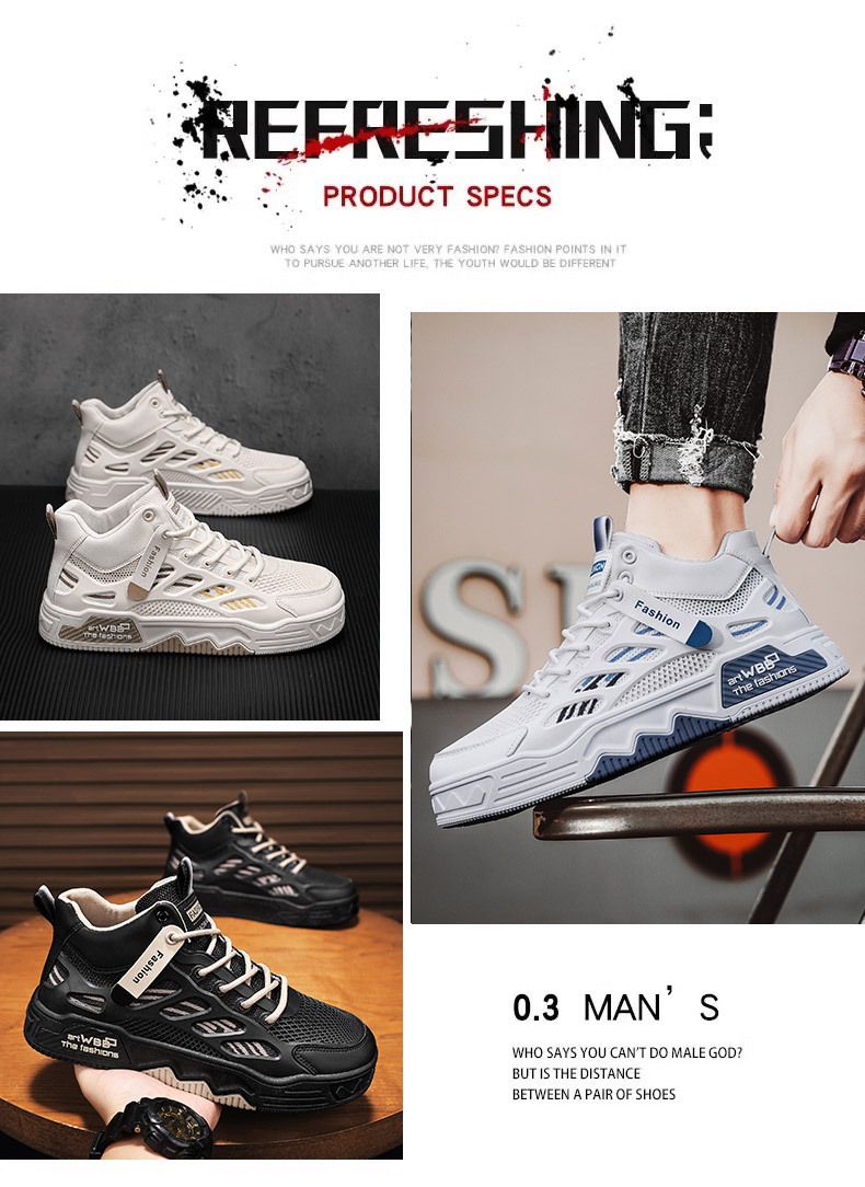 Zapatos Air Force One para hombre, zapatillas de deporte de caña alta de marca de moda popular, nuevo estilo de primavera, zapatos deportivos casuales transpirables de malla, zapatos blancos_voghion.com