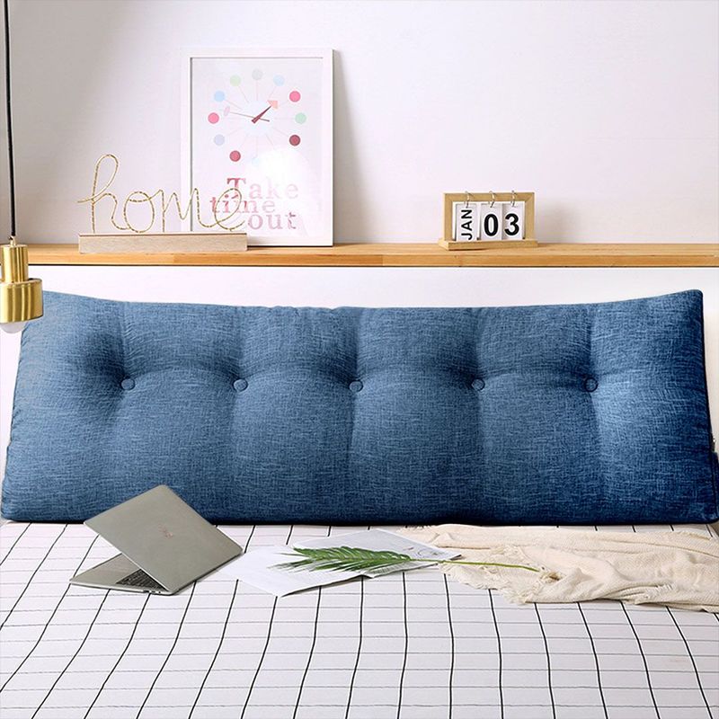 SOGA 2X 120cm Blue Triangular Wedge Bed Pillow Headboard_voghion.com