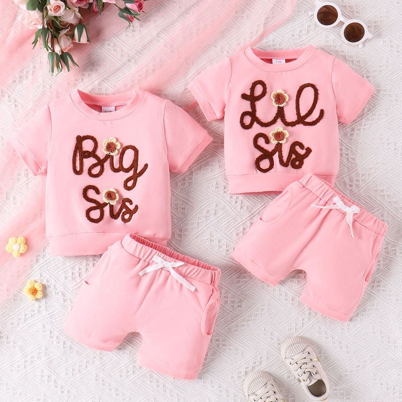 Vestito estivo per bambine, con lettere e fiori ricamati, a maniche corte, in tinta unita, con pantaloncini, per ragazze_voghion.com