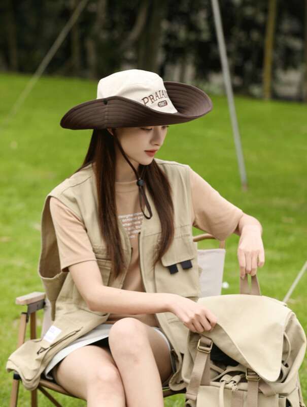 American Style Cowboy Female Fisherman Large Brim, Hiking, Camping, Sun Hat, Male Hat_voghion.com