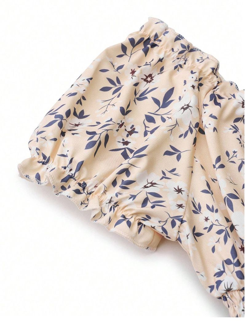 Abito floreale 2025, nuova estate, sensazione di alta qualità, gonna lunga che stringe la vita e snellisce, gonna ampia con scollo a V._voghion.com