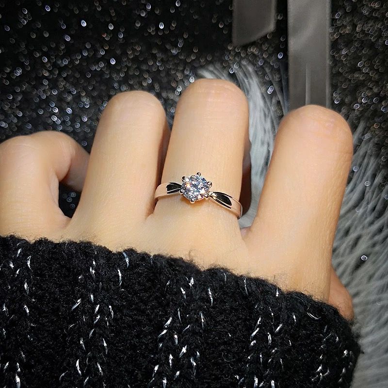 Rosaguld diamantring til kvinde 1 karat frieri bryllupsgave japansk og koreansk blæksprutte diamantring med diamant til studerende_voghion.com