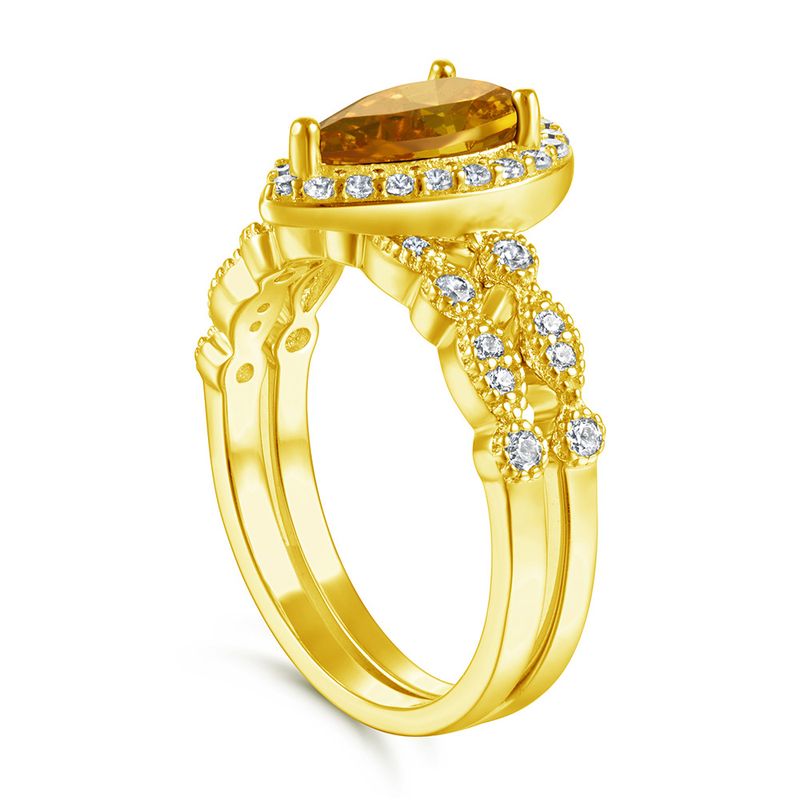 S925 Sterling Silver Ring Set – Teardrop Gemstone Light Luxury Jewelry For Women_voghion.com