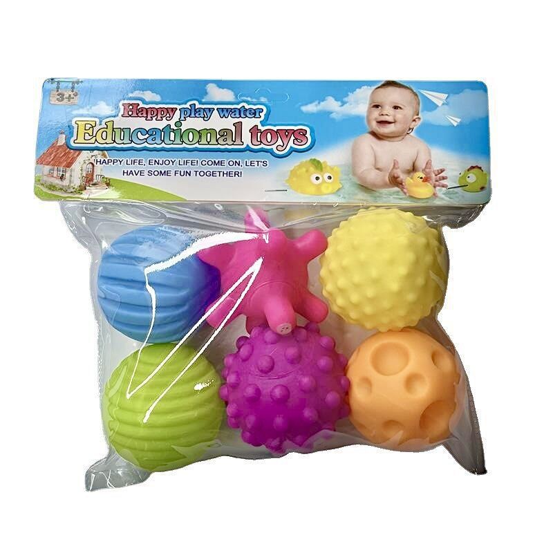 Soft rubber with multiple texture touch, hand-held ball, baby learning to crawl, massage, baby playing in water, bathing toy_voghion.com