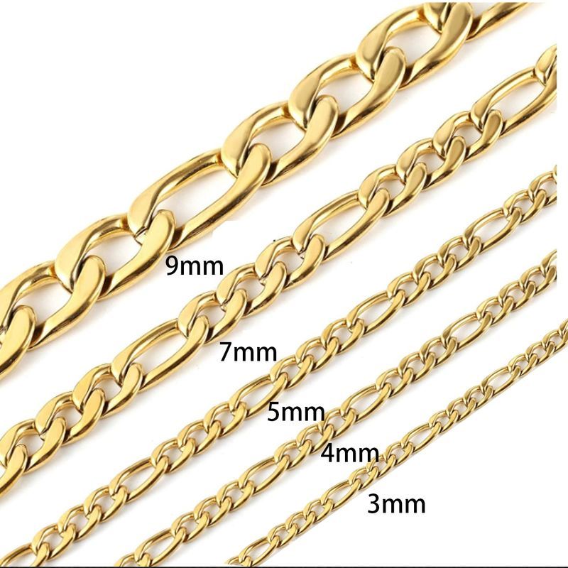 Stainless Multi-layer Steel NK Figaro Chain Layered Plated Simple Jewelry Men's Hip-hop Cuban Necklace_voghion.com