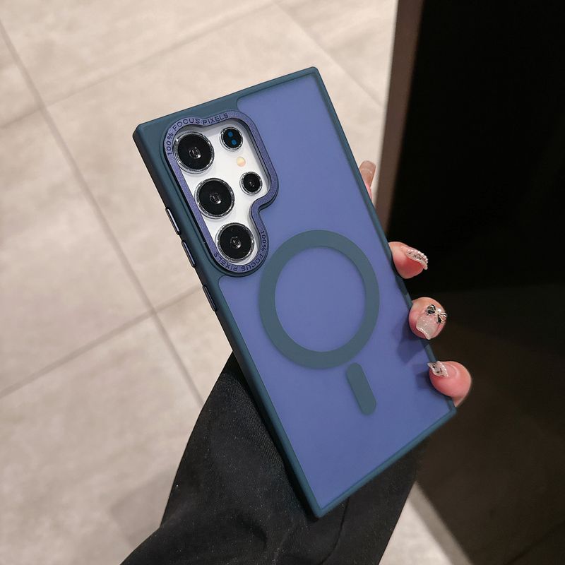 Custodia paraurti ibrida satinata per Samsung Galaxy S25, S24 FE, S23 Plus Ultra, ricarica wireless magnetica traslucida_voghion.com