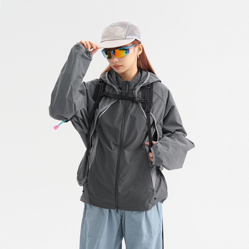 Wasserdichte Outdoor-Wanderjacke für Herren mit abnehmbarer Innenschicht und reflektierendem Design, leichter Sonnenschutz-Hoodie (Lila, Dämmerung, Grau, Sand)_voghion.com